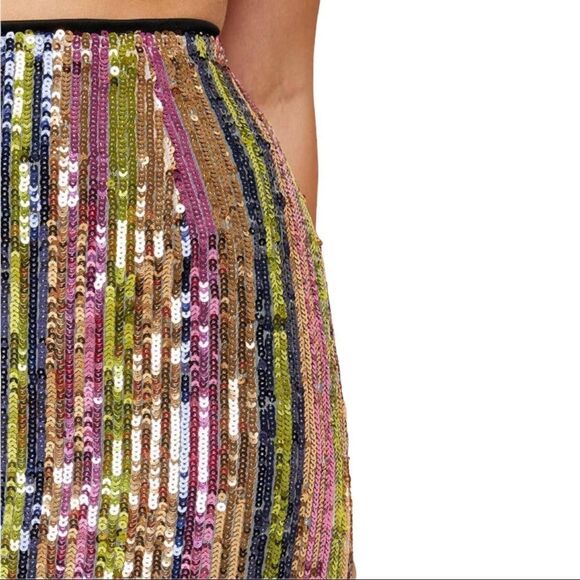Hayden High-Rise Sequin Striped Mini Skirt - Picture 4 of 6